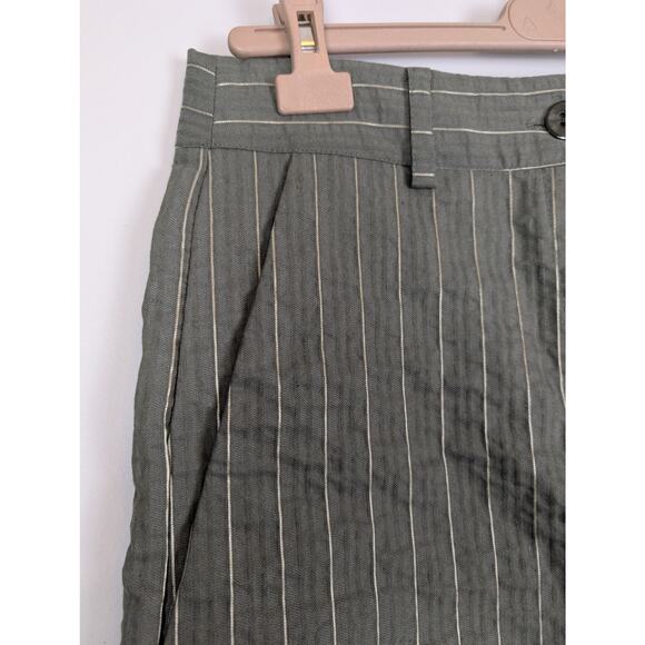 OZAI N KU Striped Wide Leg Bermuda Shorts M Olive Green M - Picture 6 of 14
